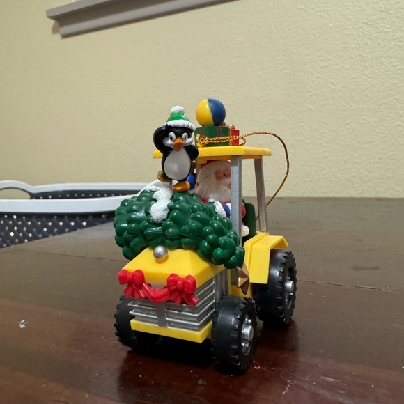 Kirkland Costco Christmas Image Creation Santa Yellow Tractor Holiday Ornament - Picture 2 of 6